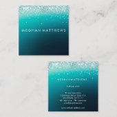 ティール（緑がかった色）スパークル美しいスタイリスト スクエア名刺 (正面/裏面)