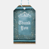 ティール（緑がかった色）スパークル&金ゴールドダイアモンドティアラスクロールパーティー ギフトタグ (裏面)