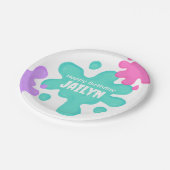 ティール（緑がかった色）スライム誕生日紙プレート ペーパープレート (アングル)