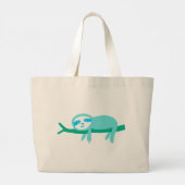 ティール（緑がかった色）スロッスオンアブランチ ラージトートバッグ (裏面)