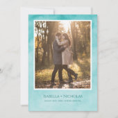 ティール(緑がかった色)スワンフォトデイトカードを保存 招待状 (正面)