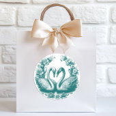 ティール(緑がかった色)スワンレイク結婚式の引き出物シール ラウンドシール