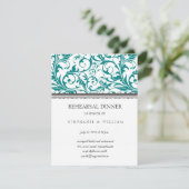 ティール（緑がかった色）スワールリハーサルディナーカード 招待状 (スタンド正面)