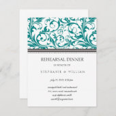 ティール（緑がかった色）スワールリハーサルディナーカード 招待状 (正面/裏面)