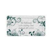 ティール（緑がかった色）スワール差出人住所 ラベル (正面)