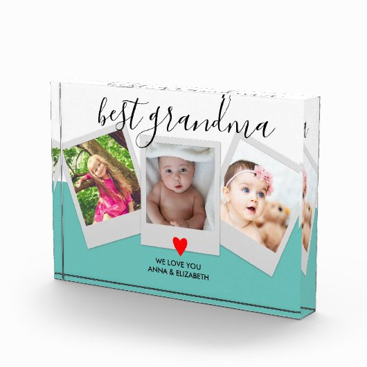 ティール（緑がかった色）ス最高のクリプトおばあちゃんキュートモダンカスタム フォトブロック (右)