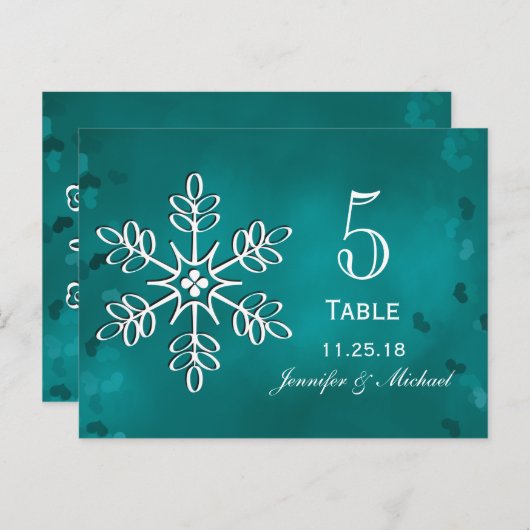ティール（緑がかった色）ス結婚ノーフレークの表番号カード ポストカード (正面/裏面)