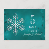 ティール（緑がかった色）ス結婚ノーフレークの表番号カード ポストカード (正面)