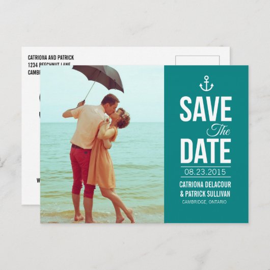 ティール（緑がかった色）ス航海のクリプト写真の日付はがきを保存 案内ポストカード (正面/裏面)