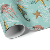 ティール（緑がかった色）ス航海のターカスタム文字マリン ラッピングペーパー (ロールコーナー)