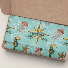 ティール（緑がかった色）ス航海のターカスタム文字マリン 薄葉紙