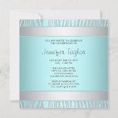 ティール(緑がかった色)ゼブラエレガント15番目の誕生日招待状 招待状 (裏面)