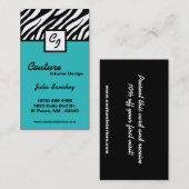 ティール(緑がかった色)ゼブラ印刷カスタム個人用名刺 名刺 (正面/裏面)