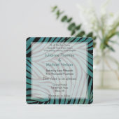 ティール(緑がかった色)ゼブラ結婚プリント 招待状 (スタンド正面)