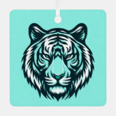 ティール（緑がかった色）タイガーデザインも メタルオーナメント (正面)