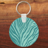 「ティール(緑がかった色)タイド」モダン抽象芸術アクアパターンキーチェーン キーホルダー (正面)