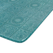 ティール（緑がかった色）タイル模様（William Morris著） カッティングボード (角)