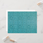 ティール（緑がかった色）タイル模様（William Morris著） カード (正面/裏面インサイチュ)