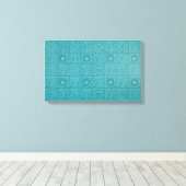 ティール（緑がかった色）タイル模様（William Morris著） キャンバスプリント (インサイチュ (ウッドフロア))