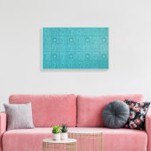 ティール（緑がかった色）タイル模様（William Morris著） キャンバスプリント (インサイチュ (リビング))