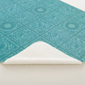 ティール(緑がかった色)タイル模様(William Morris著) シェルパブランケット (3/4)