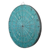 ティール（緑がかった色）タイル模様（William Morris著） ダーツボード (正面右)