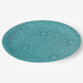 ティール(緑がかった色)タイル模様(William Morris著) ペーパープレート (アングル)