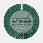 ティール（緑がかった色）タコフラクタル記念の記念サンキャッチャー ガラスオーナメント (裏面)