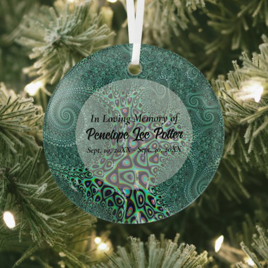 ティール（緑がかった色）タコフラクタル記念の記念サンキャッチャー ガラスオーナメント (インサイチュ)