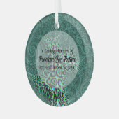 ティール（緑がかった色）タコフラクタル記念の記念サンキャッチャー ガラスオーナメント (正面左)