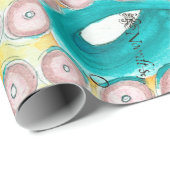 ティール（緑がかった色）タコ航海のマップ水彩 ラッピングペーパー (ロールコーナー)