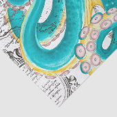 ティール（緑がかった色）タコ航海のマップ水彩 薄葉紙 (詳細)