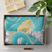 ティール（緑がかった色）タコ航海のマップ水彩 薄葉紙 (ギフト)