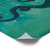 ティール(緑がかった色)タコ触手アクリル絵画のポスター ポスター (角)