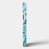 ティール（緑がかった色）&タンアガテマーブル抽象芸術ネームモノグラム Case-Mate iPhoneケース (裏面 / 左)