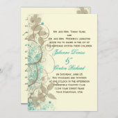 ティール(緑がかった色)タングランジスワ葉ール結婚式招待状 招待状 (正面/裏面)