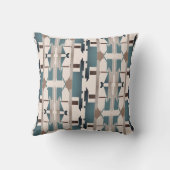 ティール（緑がかった色）タンブラウンベージュサウスウェスト見る大きなモザイク クッション (裏面)