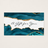 ティール(緑がかった色)-ターコイズおよび金ゴールドアグリゲートのギフト証明書 (正面)