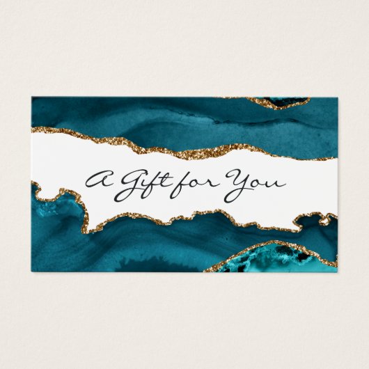 ティール(緑がかった色)-ターコイズおよび金ゴールドアグリゲートのギフト証明書 (正面)