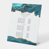 ティール(緑がかった色):ターコイズおよび金ゴールドアグリゲート型ビジネス価格 台座サイン (正面)