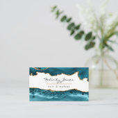 ティール（緑がかった色）-ターコイズおよび金ゴールドアグリビジネス 予約カード (スタンド正面)