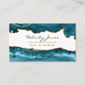 ティール（緑がかった色）-ターコイズおよび金ゴールドアグリビジネス 予約カード (正面)