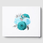 ティール（緑がかった色）-ターコイズとシルバーのフローラ結婚の ゲストブック (裏面)