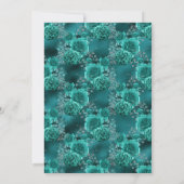 ティール（緑がかった色）-ターコイズとシルバーフローラブライダルシャワー 招待状 (裏面)