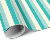 ティール（緑がかった色）ターコイズとタンストライプのギフトラップ ラッピングペーパー (ロールコーナー)