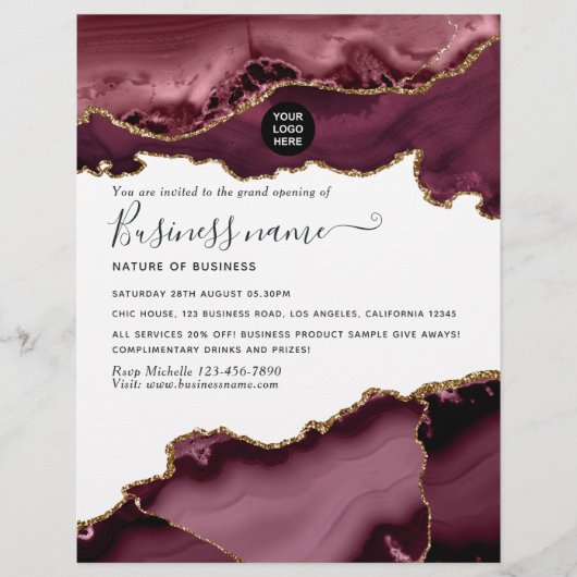 ティール(緑がかった色)-ターコイズと金ゴールドアガートグランドオープニングフライ チラシ (正面)