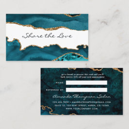 ティール（緑がかった色）-ターコイズと金ゴールドエージェントの参照カード 紹介カード