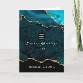 ティール（緑がかった色）-ターコイズと金ゴールドゲーデアゲート企業のト シーズンカード