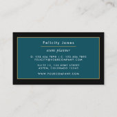 ティール(緑がかった色)-ターコイズと金ゴールドゲードアゲートストーンブッシー 名刺 (裏面)