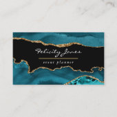 ティール(緑がかった色)-ターコイズと金ゴールドゲードアゲートストーンブッシー 名刺 (正面)